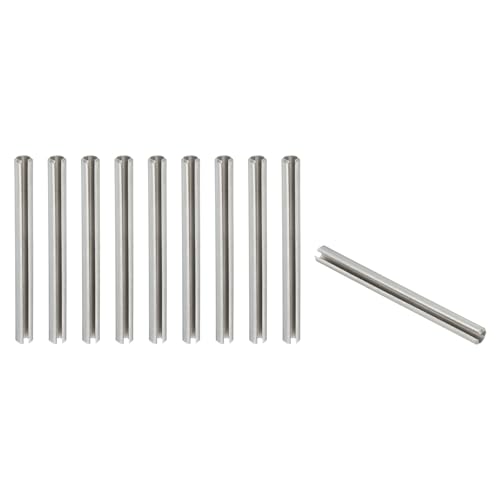 PATIKIL Slotted Spring Pin, 10 Pcs 1/4 x 2-3/4 (6.35mm x 70mm) 304 Stainless Steel Split Roll Pins Spring Dowel for Home Improvement Automotive Machine Repair, Silver