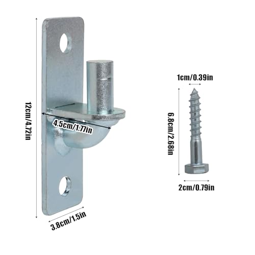 2pcs Wall Mount Gate Hinges, Metal Heavy Duty Chain Link Farm Fence Gate Hinges with 4 Screws for Outdoor Gates Hardware Accessories