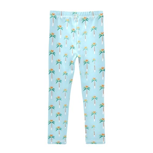 Palm Tree Heart Blue Girls Leggings Soft Stretch Workout Yoga Dance Pants for Kids Casual Tights2