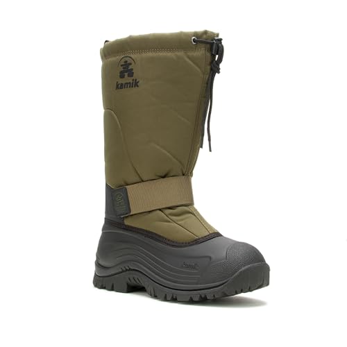 Kamik Greenbay 4 Men's Winter Boot Waterproof Nylon Shell Removable Liner Rated to -40 °C, Dark Olive - 9