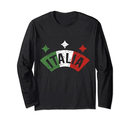 Italia Italian Flag Distressed Italy Family Manga Larga