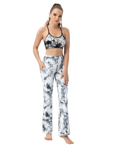 Image of BUBBLELIME Women Out Pockets High Waist Bootlegs Tummy Control Yoga Flared