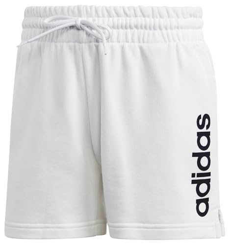 adidas Donna Essentials Linear French Terry Shorts, White/Black, S