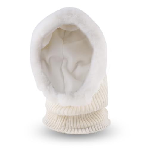 Image of Winter Fleece Balaclava Warm Men Hood Hat Knitted Hooded Scarf for Women Unisex Skull Cap