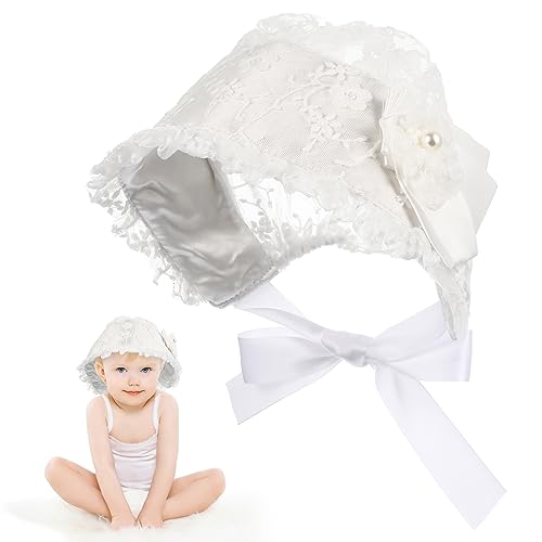 Bonnet en dentelle pour bébé ajustable et confortable en soie blanche