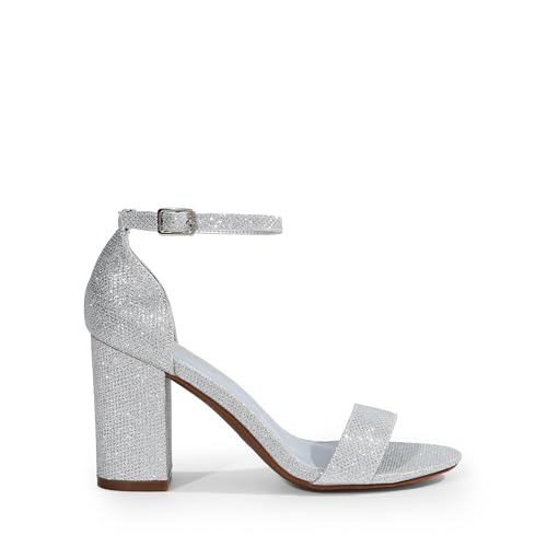 Image of DREAM PAIRS Heels for Women Chunky Block Heel Open Toe Ankle Strap 3.5 Inch Heeled Sandals for Party Date Wedding