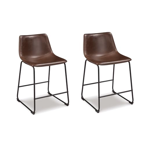 Signature Design by Ashley Centiar 24 Counter Height Modern Bucket Barstool 2 Count Brown
