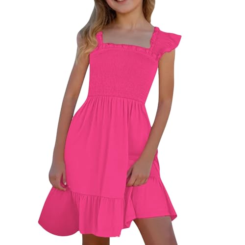 Generisch Romanzi rosa moccato prendisole senza maniche con tasche ragazze 86, rosa intenso, 13-14 Anni