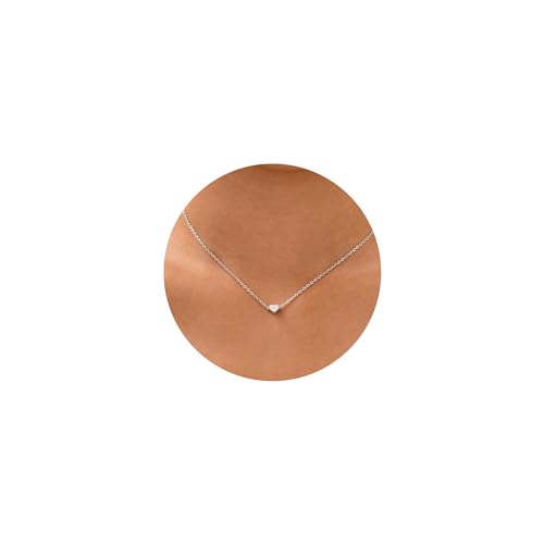 Dainty Heart Necklace for Women Simple Gold/Silver Open Heart Choker Necklaces Tiny Round Coin Pendant Bubble Heart Necklace for Women Birthday Christmas Gifts Stocking Stuffers 01-Simple He