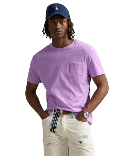 POLO RALPH LAUREN Camiseta masculina clássica com bolso, Lilás claro, G