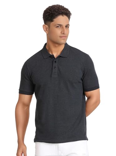 Image of Men's 100% Cotton Polo T-Shirt - Solid Plain Short Sleeve Tee with Classic Collar for Everyday Casual & Smart Wear