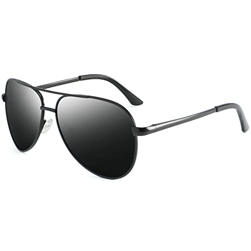 mincl Full lens Polarized Reading Sunglasses for Men Driving Running Sports Reader Anti-fatigue Pilot Sun Glasses (black, 1.5, multiplier_x)