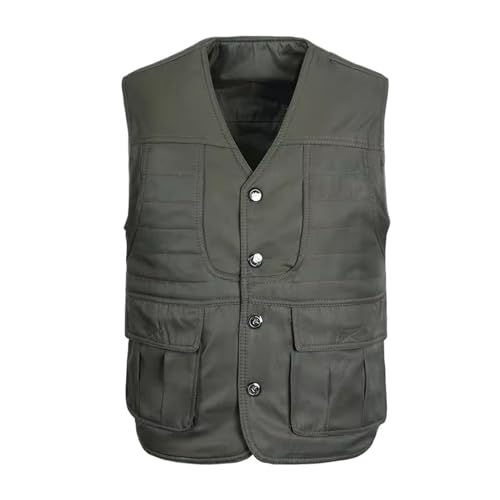Chaleco de algodón para hombre multi-bolsillos forro grueso informal 1