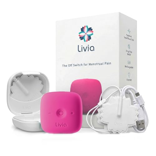 Image of Livia Menstrual Pain Relief Device, Pink - Off-Switch for Period Pain - Portable & Discreet - Rechargeable, Up to 8 Hours Battery - Complete Kit with Stick-On Pads - The Go-to Travel Partner