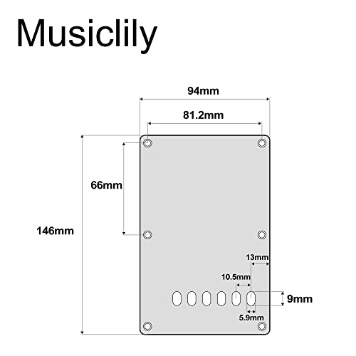 Musiclily 6 Hole ST Back Plate Tremolo Cavity Cover for China Squier Electric Guitar 1Ply Black - Image 2