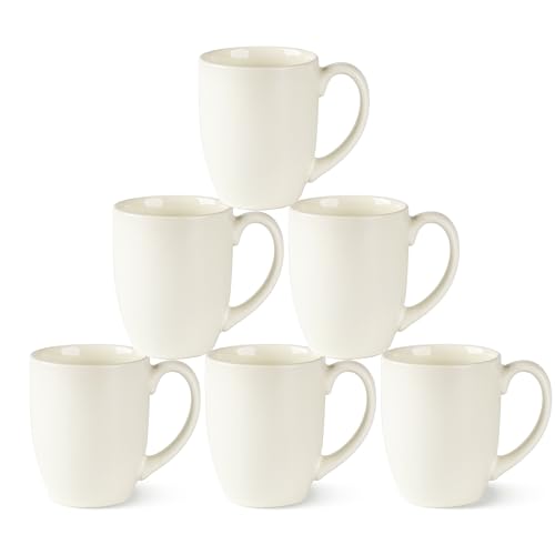 AmorArc 16oz Coffee Mugs Set of 6, Large Ceramic Coffee Mugs for Man, Woman, Dad, Mom, Modern Coffee Mugs with Handle for Tea/Latte/Cappuccino/Cocoa. Dishwasher&Microwave Safe, Light Beige