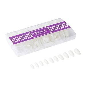 ECBASKET Stiletto Nails 500pcs Natural Acrylic Full Cover Nail Tips 10 Sizes Full Coverage Fake Nails with Bag