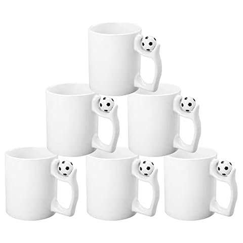 Yesuitme Sublimation White Mugs 11oz Blank Plain Football Handle Sublimation Cups Double Coated Heat Press Printing Mugs with Gift Box (36) Cover