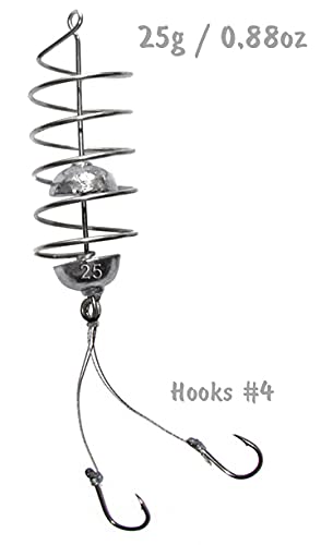 Elfishes 8+1Pcs Carp Spring Bait Fishing Feeder 0.88Oz/25G Rig Fishing Hooks #4, Coarse Fishing Tackle, Silver #TOP1