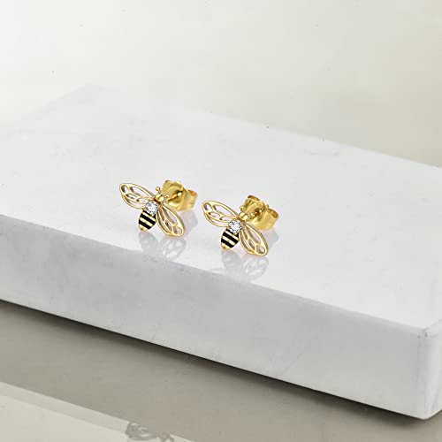 925 Sterling Silver Bee Earrings Gold Cute Bumblebee Stud Earrings Jewellery Birthday Gifts for Women2