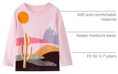 Image of Toddler Girl Long Sleeve T-Shirts Kids Cotton Fall Top 2-7 Years | 3 Pieces Soft Cotton Casual T-Shirt