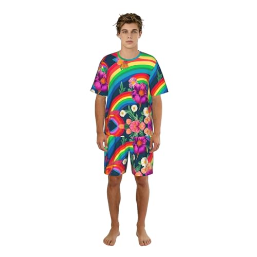 Pyjama homme élégant aux fleurs multicolores avec finitions haut de gamme pour la nuit