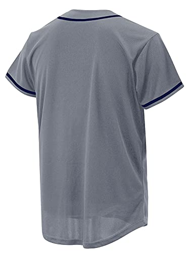 Cuthbert Solid Baseball Jersey Shirt For Men And Women, Plain Short Sleeves Button Down T-Shirt(Gray Xl) #TOP1