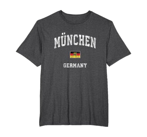 Munich Munchen Germany Vintage Athletic Sports Design T-Shirt, Men's Big and Tall, Dark Heather Grey, 3X Tall