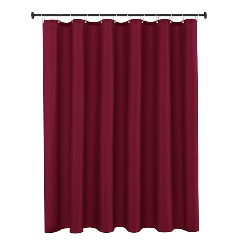 Biscaynebay Quality Fabric Shower Curtain Liners 72 Inch by 72 Inch Burgundy Water Resistant Bathroom Curtains Rust Resistant Grommets & Weighted Bottom Hem Machine Washable