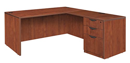 Regency Legacy 71 x 82 in. L Desk with Single Full Pedestal Drawer Unit- Cherry