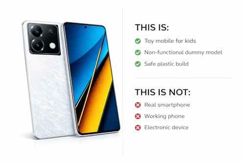 Image of Toy Mobile Phone for Kids - Non-Working Dummy Smartphone Model | 1:1 Realistic Plastic Display | Safe Pretend Play Phone for Toddlers | Poco X6 5G White Design (Fake Model)