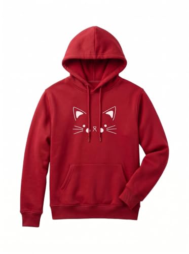 Image of More & More Unisex Kid's Cotton Hoodie Sweatshirt with Pocket Full Sleeves Hooded Neck Solid Pattern Cat Theme Regular Fit and Standard Length | Kids Hoodies for Casual