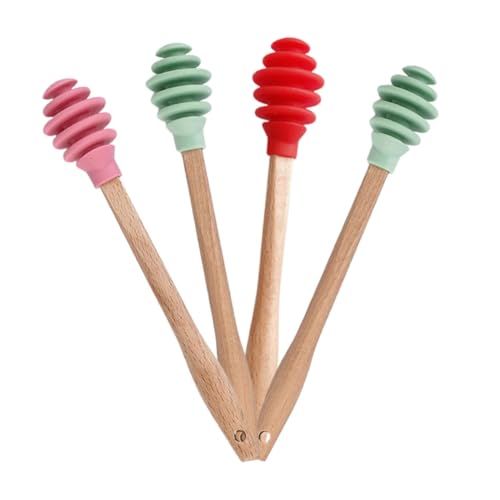PRETYZOOM Honey Stirrer Sticks 4pcs Silicone Honey Spoon for Tea Easy to Clean Stir Rods for Honey Jars Heat Resistant for Cooking Drinks