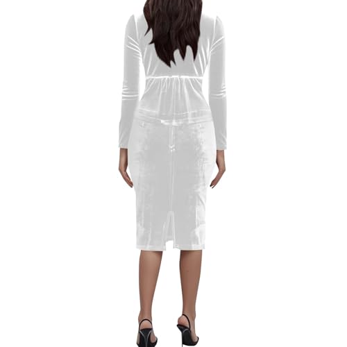 Womens Velvet Suit Sets Button Down Long Sleeve Pockets Blazer and Warp Pencil Skirt Business Office Work Suit Outfits4