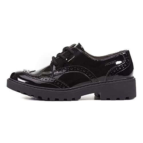Geox Girl's J Casey 6 Flat, Black, 37 EU(5 M US Big Kid)