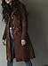 utcoco Womens Long Suede Trench Coat Single Breasted Leather Trench Overcoat with Pocket (Medium, Dark Brown)
