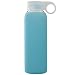 BONISON Durable Glass Water Bottle with Soft Colorful Silicone Sleeve, 9 oz, Blue