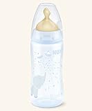 El Biberón FC+ 300 ml Rose & Blue Latex NUK ha sido diseñado pensando en el desarrollo bucal del bebé y estimular los músculos de la mandíbula, la succión y la salivación
