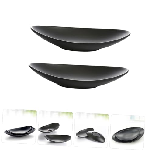 Plato de melamina negro set 2 piezas para sushi miniatura 4