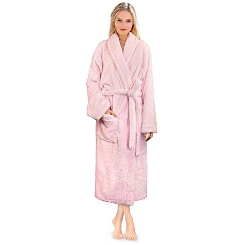 PAVILIA Premium Womens Plush Soft Robe Fluffy, Warm, Fleece Sherpa Shaggy Bathrobe