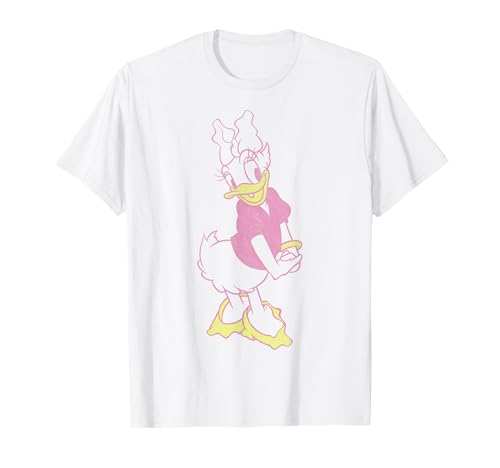 T-shirt Daisy Duck imprimé grand poster rétro en coton blanc