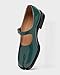 KOKOMOMO Green Split Toe Shoes Women Tabi Mary Janes Flats Japanese Ninja Shoes Chunky Low Heels Tabby Shoe Ankle Strap Buckled Work Party Dress Shoes,Size 9.5