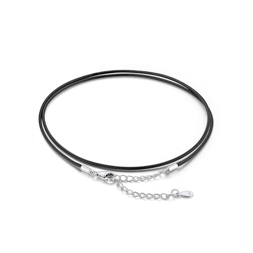 FaithHeart Braided Leather 2MM/3MM Necklace Cord for Men with Stainless Steel Snap Clasp, Waterproof Woven Wax Rope Chain for Pendant with Delicate Gift Box Length 26 Inches 05. Black 1MM Wi