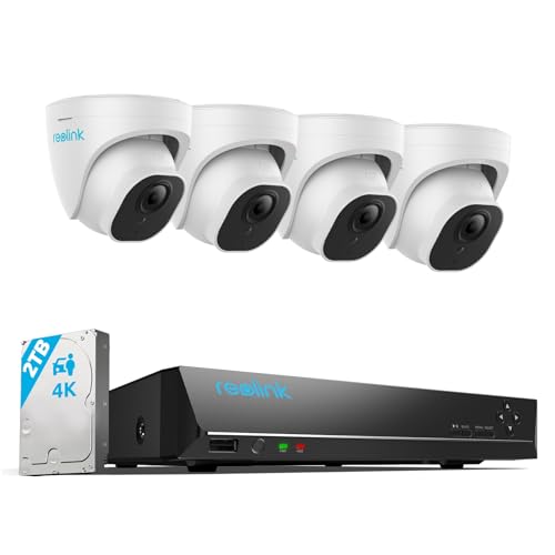 Reolink 4K Caméra de Surveillance Extérieure, Détection de Personne et Véhicule, Kit Vidéo Surveillance avec 8CH 2To NVR et Caméra IP PoE 4X 8MP, 30 Mètres Vision Nocturne avec Audio, RLK8-8