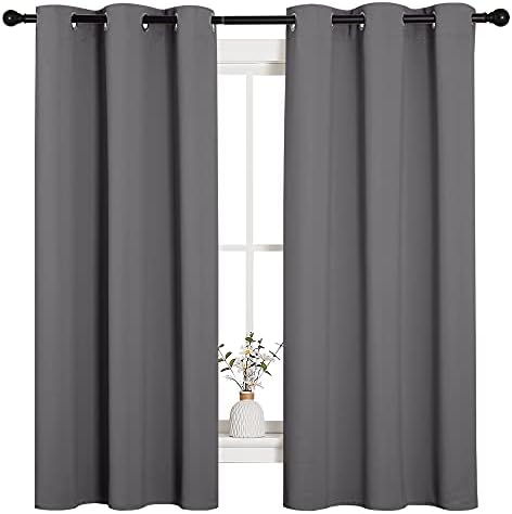 NICETOWN Thermal Insulated Grommet Blackout Curtains for Bedroom (2 Panels, W42 x L63 -Inch,Grey)
