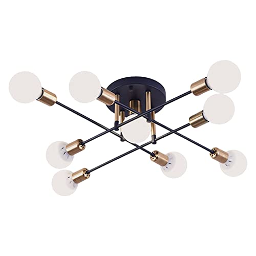 MagiDeal Sputnik Lustre Lumière, Plafonnier Moderne Cuisine Chambre Encastré Luminaire, Noir, 9 têtes Cover