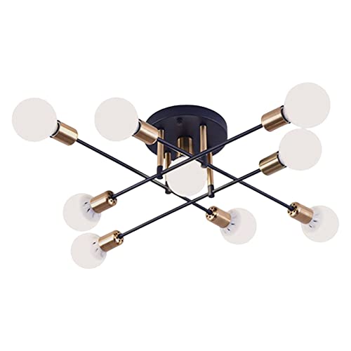 Milageto Sputnik Lustre Encastré Suspendu Luminaire Suspendu Plafonnier pour Salle À Manger, Appartement, Salon, Couloir, Chambre, Noir, 9 têtes