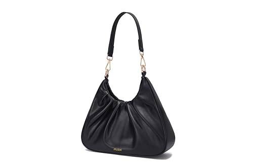 JOLLQUE Small Shoulder Bag for Women,Mini Leather Dumpling Tote Purse,Handbags Soft Ruched Cloud2