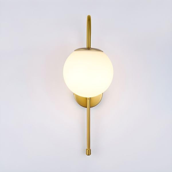 Image of LED Frosted Glass Globe Wall Sconce | Curved Wall Light Fixture | Decorative Lighting for Living Room Bedroom Dining Cafe Bar Restaurant | Modern Home Decor Wall Lamp