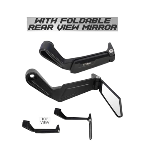 Image of SGTB Universal Bar End Clutch Brake Lever Guard for Motorcycle & Scooters for Bikes MT 15 R15 V3 V4 M FZS FZX FZ FI Apache RTR 310 RTR 200 4V RTR 180 RTR 160 4V RTR 160 with Foldable Rear View Mirror
